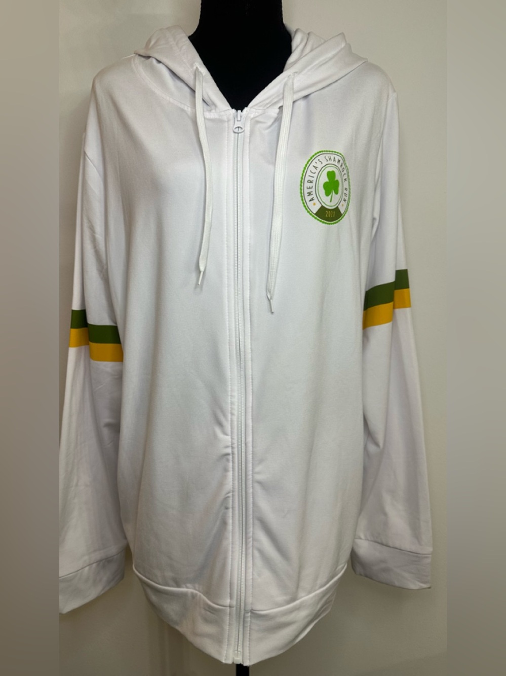 American Shamrock Run 2021 Zip-Up Woman’s Hoodie w/ Accent Shoulder Panels - XXL